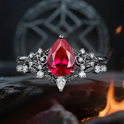 Olivenorma The Guardian's Crown Garnet & Obsidian Ring - Garnet - US 10 - image 1