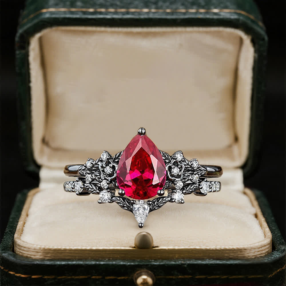 Olivenorma The Guardian's Crown Garnet & Obsidian Ring - image 3