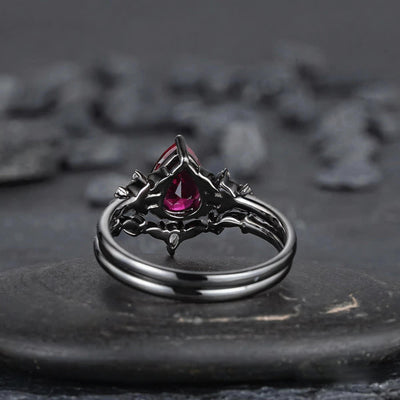 Olivenorma The Guardian's Crown Garnet & Obsidian Ring - image 8