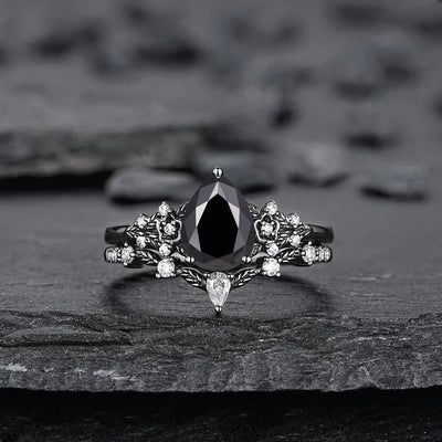 Olivenorma The Guardian's Crown Garnet & Obsidian Ring - image 16