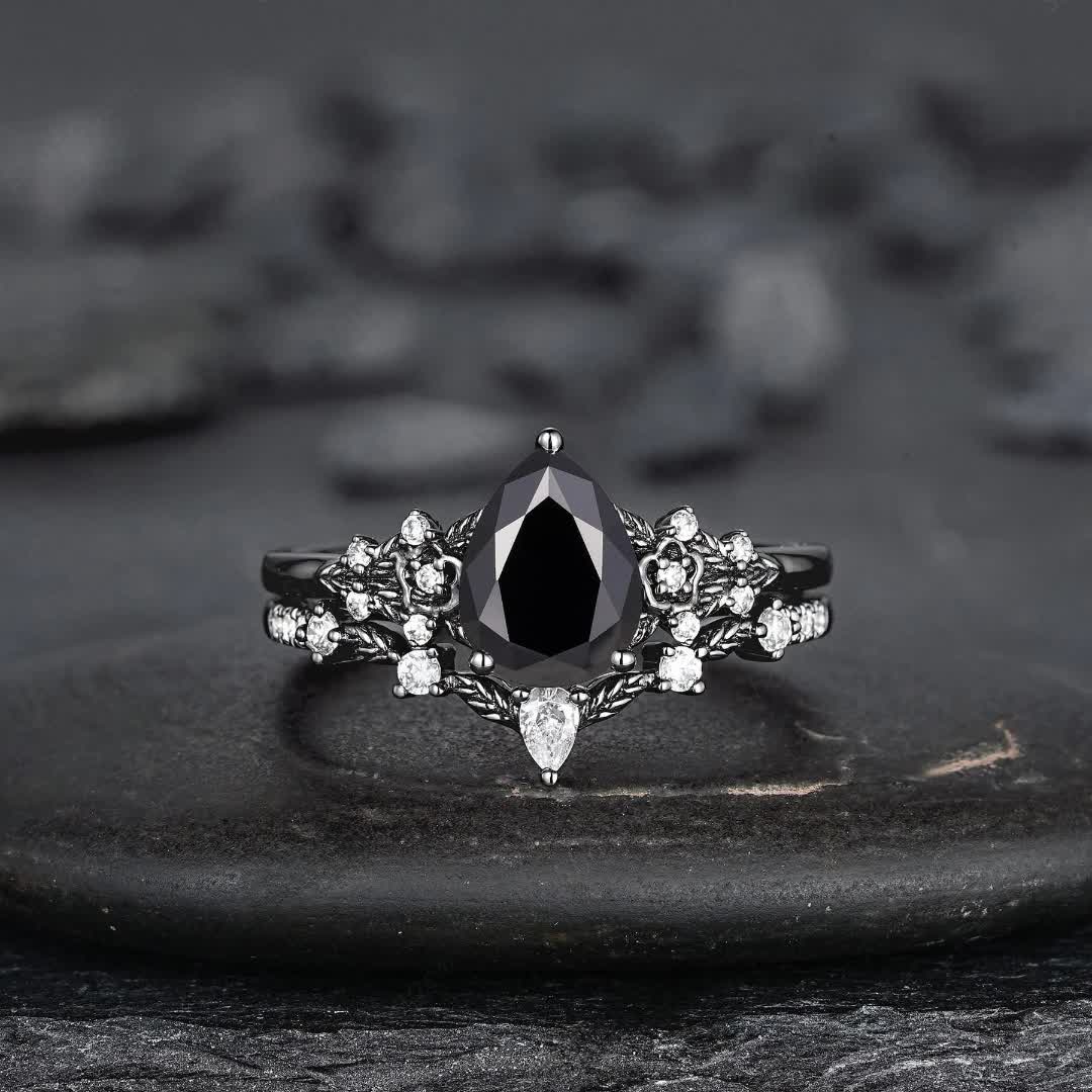 Olivenorma The Guardian's Crown Garnet & Obsidian Ring - image 13