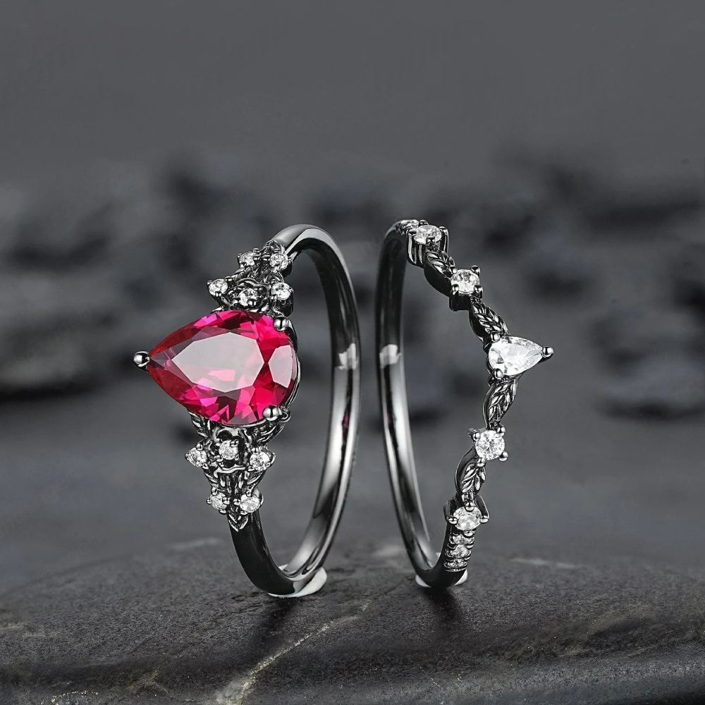 Olivenorma The Guardian's Crown Garnet & Obsidian Ring - image 6
