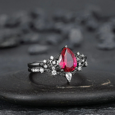 Olivenorma The Guardian's Crown Garnet & Obsidian Ring - image 7