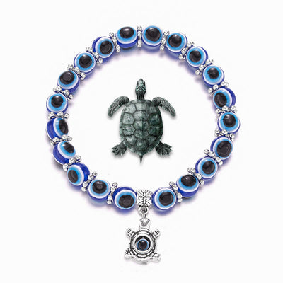 Olivenorma Double Guardians Evil Eye Animals Totem Beaded Bracelet - Sea Turtle - image 8