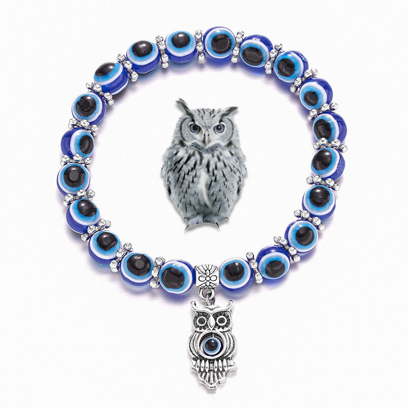 Olivenorma Double Guardians Evil Eye Animals Totem Beaded Bracelet - Owl - image 4