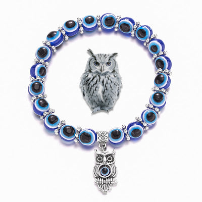 Olivenorma Double Guardians Evil Eye Animals Totem Beaded Bracelet - Owl - image 4