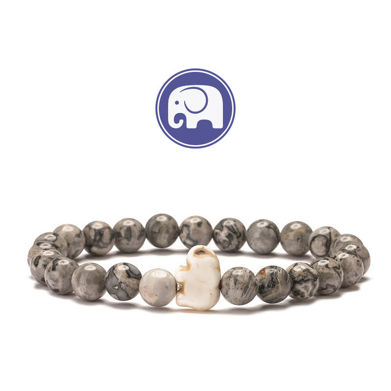 Olivenorma Elephant Wisdom Gemstone Bracelet - Grey Jasper - image 14