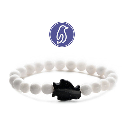 Olivenorma Penguin Guideline Gemstone Bracelet - White Jade & Blue Sandstone - image 8