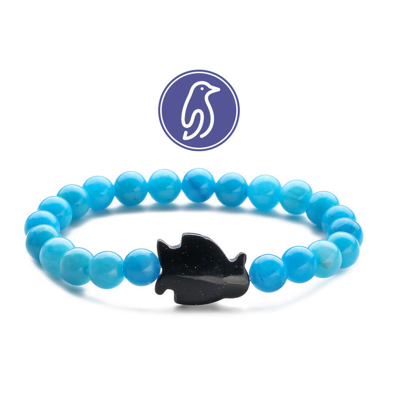 Olivenorma Penguin Guideline Gemstone Bracelet - LakeBlue Chalcedony & Blue Sandstone - image 11