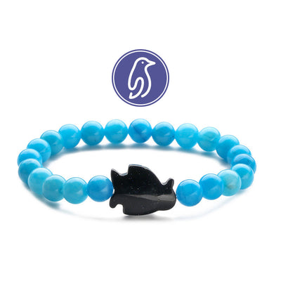 Olivenorma Penguin Guideline Gemstone Bracelet - LakeBlue Chalcedony & Blue Sandstone - image 11
