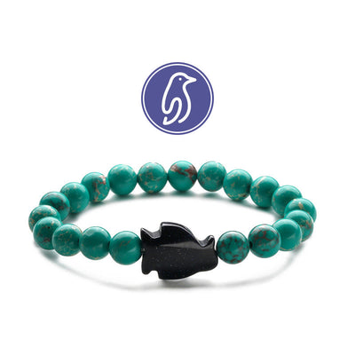 Olivenorma Penguin Guideline Gemstone Bracelet - Green Emperor Stone & Blue Sandstone - image 3