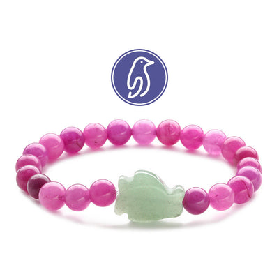 Olivenorma Penguin Guideline Gemstone Bracelet - HotPink Chalcedony & Green Aventurine - image 17
