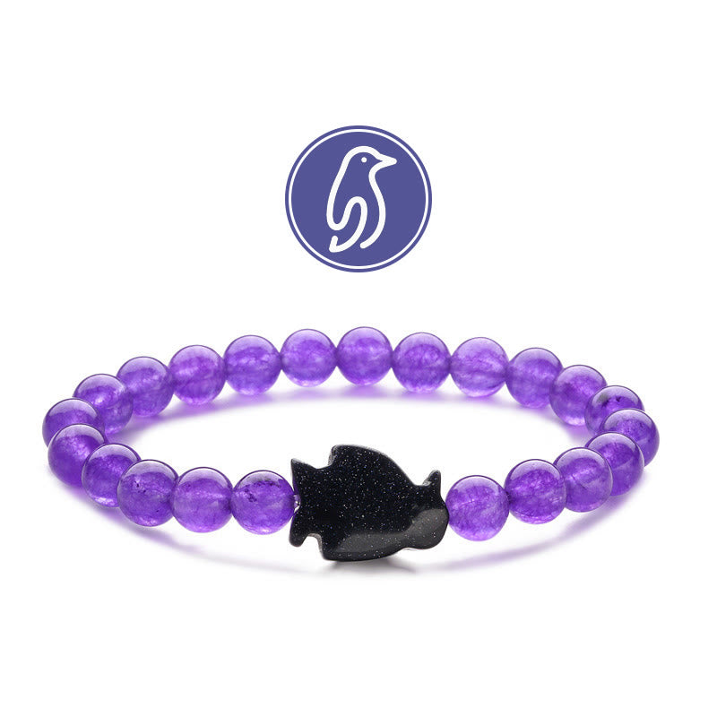 Olivenorma Penguin Guideline Gemstone Bracelet - Amethyst & Blue Sandstone - image 6