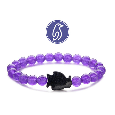 Olivenorma Penguin Guideline Gemstone Bracelet - Amethyst & Blue Sandstone - image 6