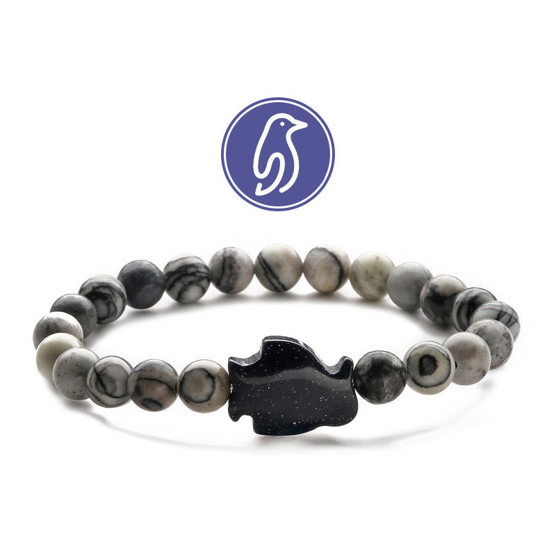 Olivenorma Penguin Guideline Gemstone Bracelet - Grey Jasper & Blue Sandstone - image 9