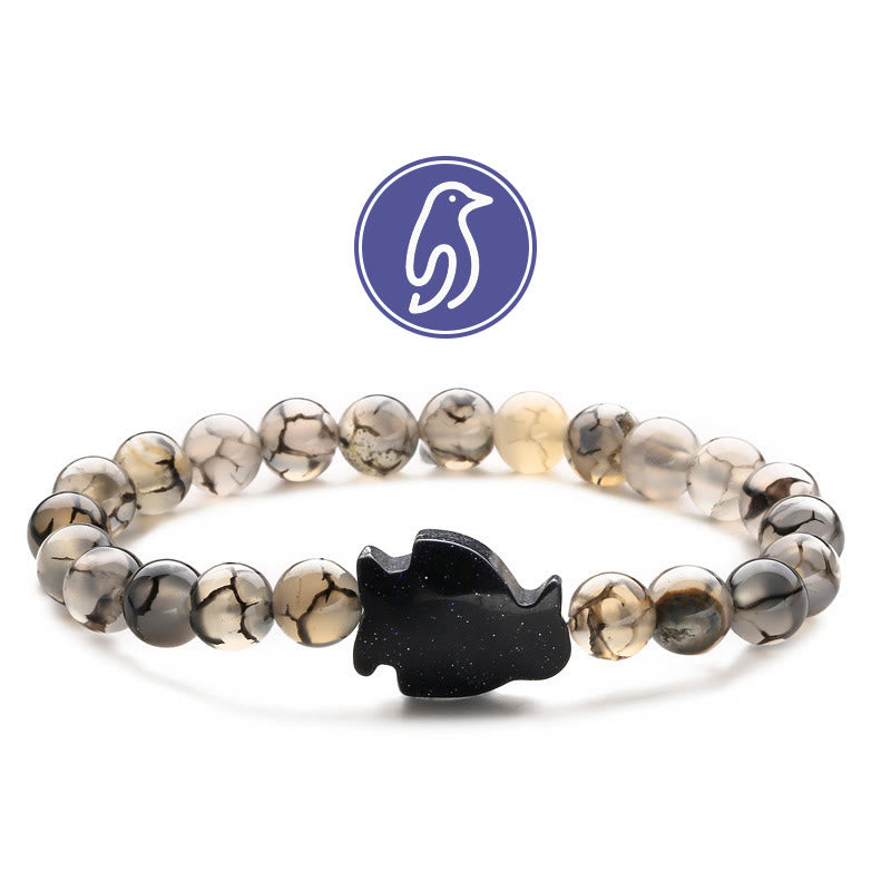 Olivenorma Penguin Guideline Gemstone Bracelet - Dragon Bone Stone & Blue Sandstone - image 5