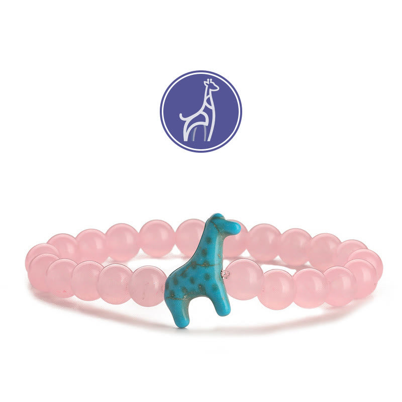 Olivenorma Giraffe Growth Gemstone Bracelet - Blue Giraffe - Rose Quartz - image 12