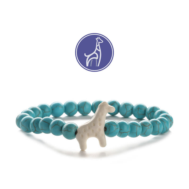Olivenorma Giraffe Growth Gemstone Bracelet - White Giraffe - Turquoise - image 1