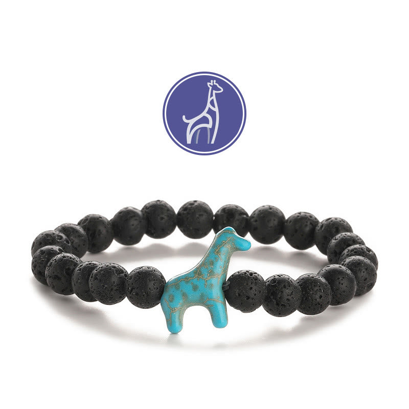 Olivenorma Giraffe Growth Gemstone Bracelet - Blue Giraffe - Lava Stone - image 4
