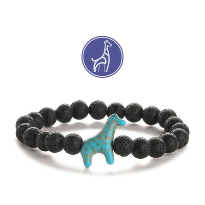 Olivenorma Giraffe Growth Gemstone Bracelet - Blue Giraffe - Lava Stone - image 4