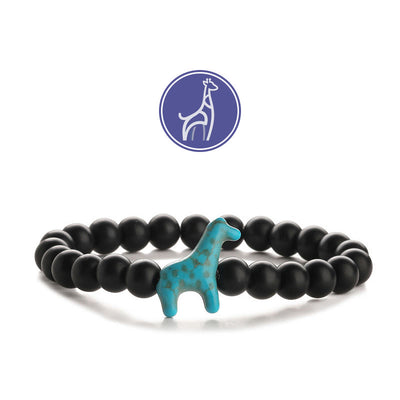 Olivenorma Giraffe Growth Gemstone Bracelet - Blue Giraffe - Black Onyx - image 6