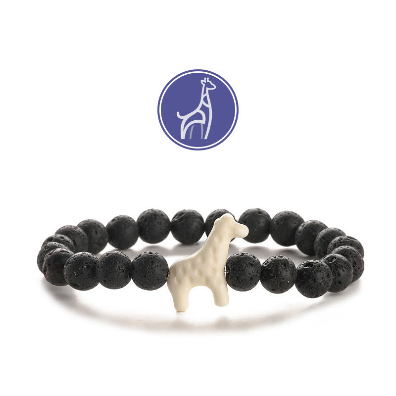 Olivenorma Giraffe Growth Gemstone Bracelet - White Giraffe - Lava Stone - image 3