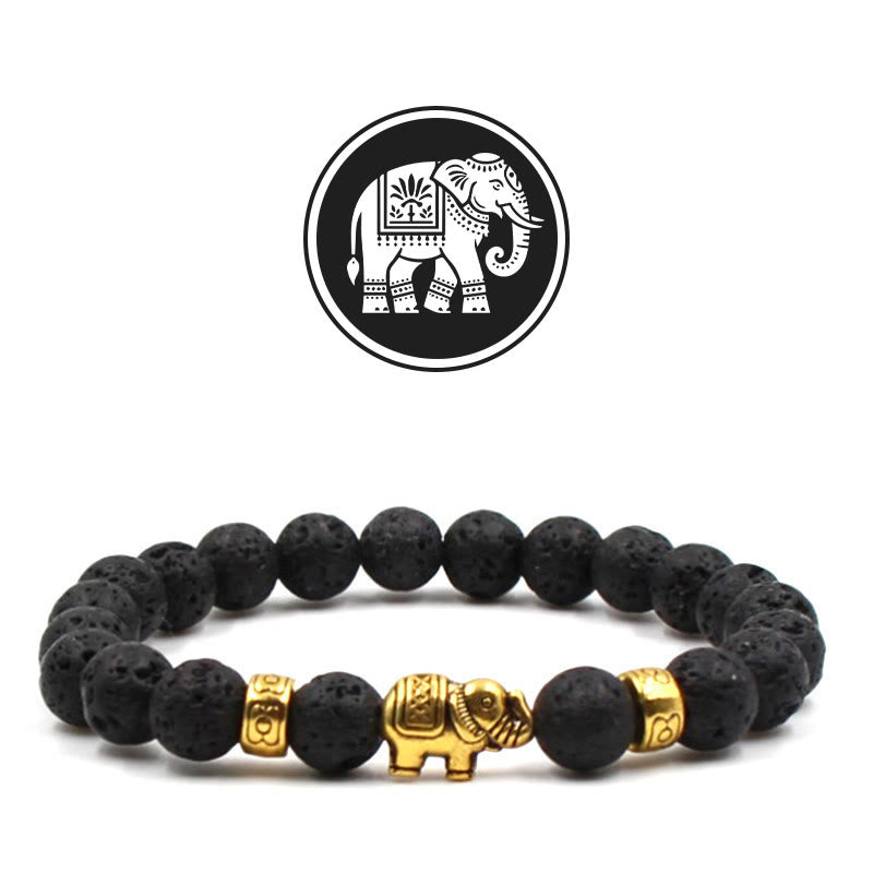 Olivenorma Auspicious Elephant Fortune Gemstone Bracelet - Lava Stone - image 3