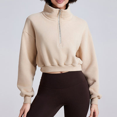 Olivenorma Hip Zip Yoga Tops Oversized Cropped Fleece Pullover Sweatshirt - image 1