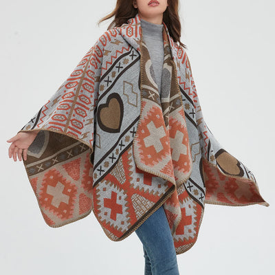 Olivenorma Boho Geometric Hooded Shawl Cardigan - image 6