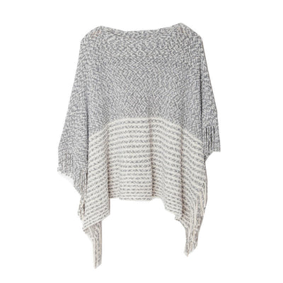 Olivenorma Striped Knit Pullover Shawl - Black - image 17