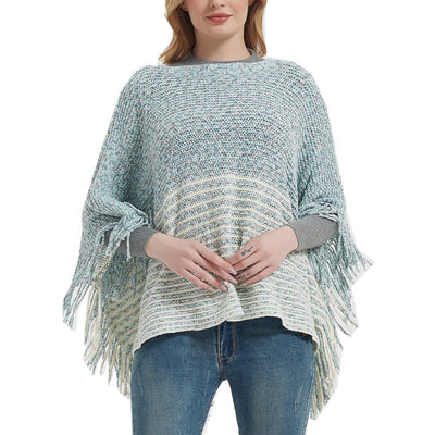 Olivenorma Striped Knit Pullover Shawl - image 0