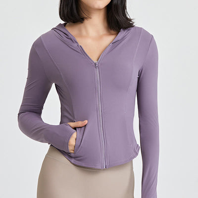 Olivenorma Long Sleeve Workout Tops Zip Up Yoga Tops Hoodies Jacket - Plum - XL - image 8