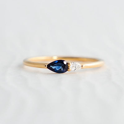 Olivenorma "Blue Horizon" Serenity Sapphire Silver Ring - Gold-Color - US 9 - image 0