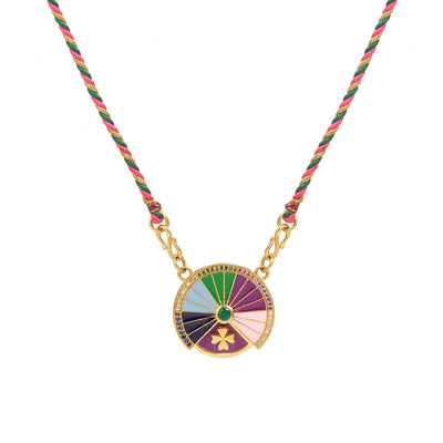 Olivenorma Rotatable Tarot Lucky Charm Tribal Pendant Braided Rope Necklace - Clover - image 5