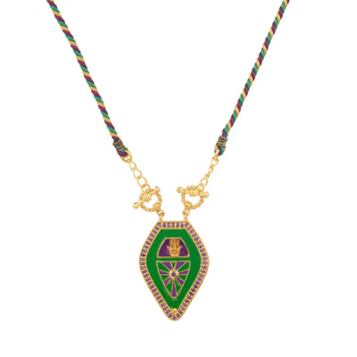Olivenorma Ward Off Evil Hamsa Hand Evil Eye Tribal Charm Tarot Braided Rope Necklace - Green - image 4