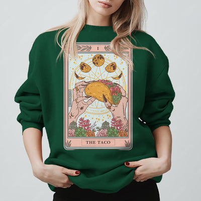 Olivenorma THE TACO Moon Phase Funny Tarot Card Fleece Loose Sweatshirt - image 16