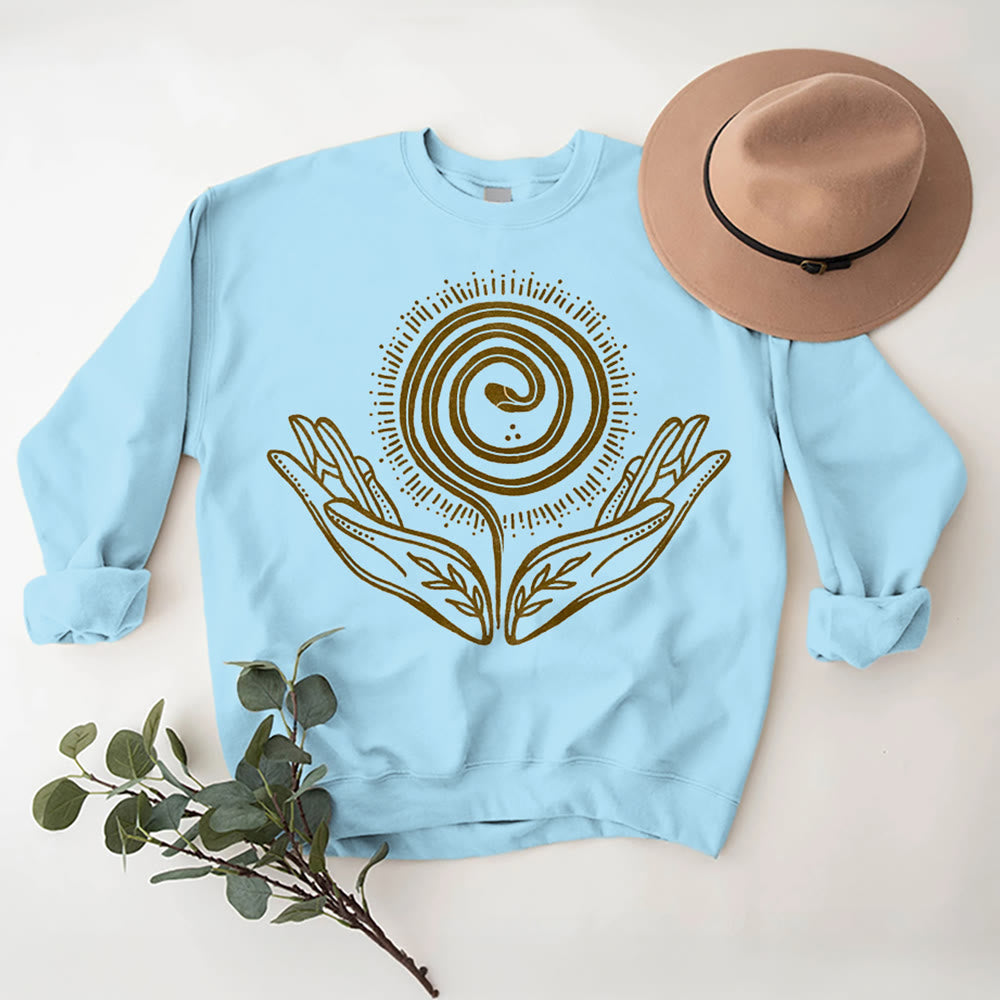 Olivenorma Spiritual Growth Spiral Tee Crewneck Long Sleeve Loose Sweatshirt - image 16