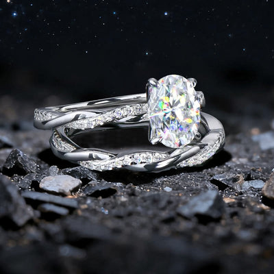 Olivenorma Celestial Nyx Moissanite Twist Ring Set - US 10 - image 0