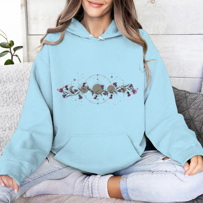 Olivenorma Mystical Moon Phase Raven Floral Fleece Hooded Sweater Tops Loose Hoodies - image 26