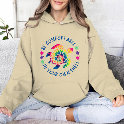 Olivenorma "BE COMFORTABLE IN YOUR OUR SHELL" Sea turtle Spiritual Hooded Sweaters Fleece Hoodies - LightYellow - 2XL - image 10