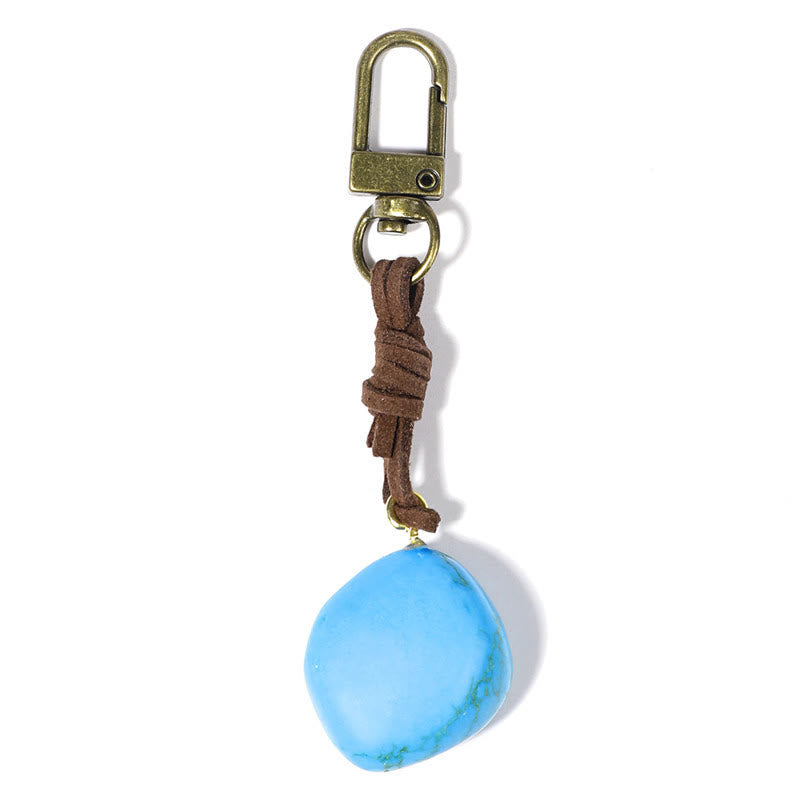 Olivenorma Natural Raw Crystal Gemstone Pendant Variety Keychain - Blue Turquoise - image 14