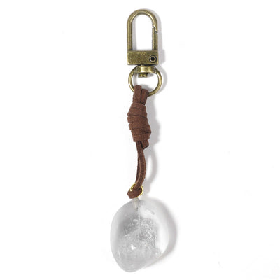 Olivenorma Natural Raw Crystal Gemstone Pendant Variety Keychain - Clear Crystal - image 11