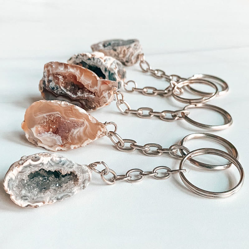 Olivenorma Natural - Shaped Agate Geode Keychain - image 13