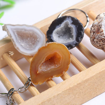 Olivenorma Natural - Shaped Agate Geode Keychain - image 12