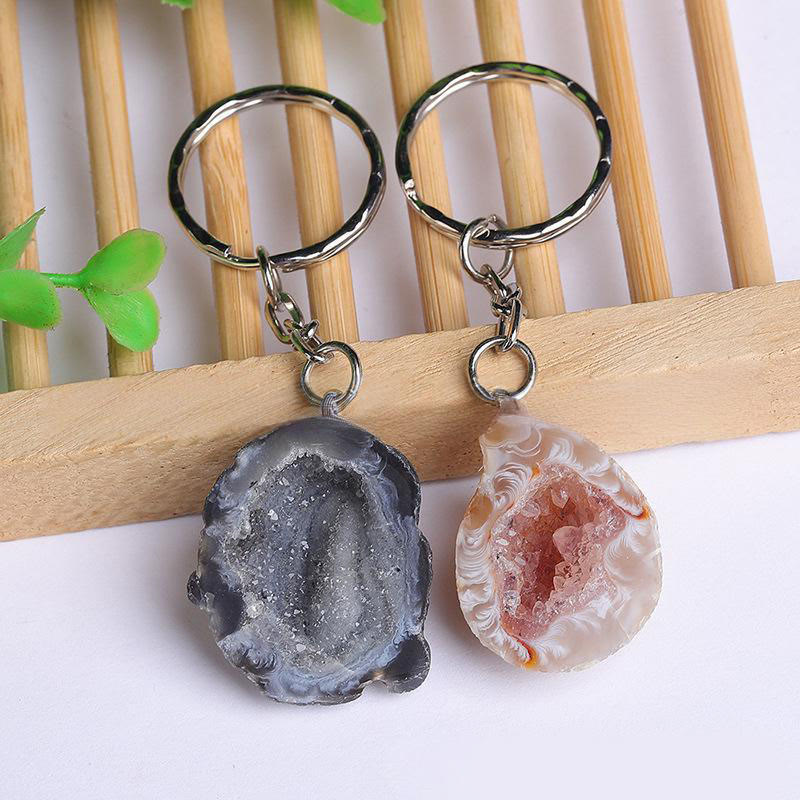 Olivenorma Natural - Shaped Agate Geode Keychain - image 15