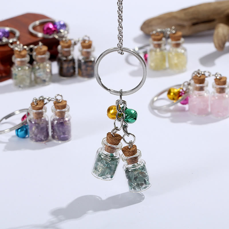 Olivenorma Natural Crystal Chips in Mini Glass Bottle Keychain with Bells - image 17