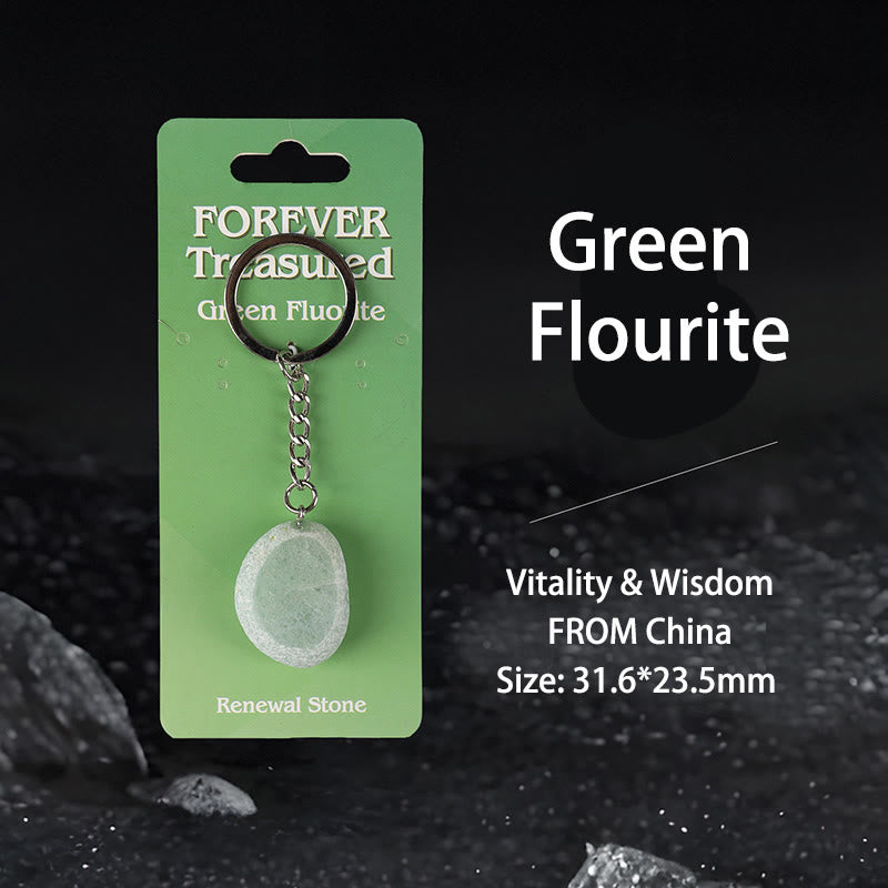 Olivenorma Natural Gemstone Keychains - Renewal & Love & Peace Themed - Green Fluorite - image 2