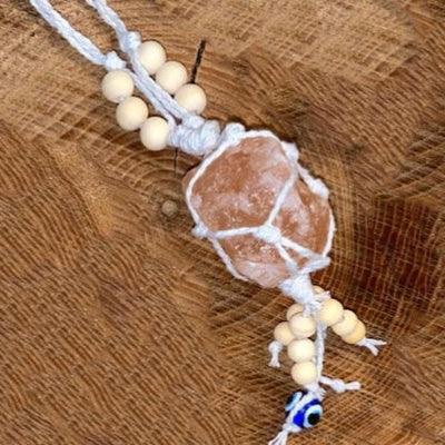 Olivenorma Colorful Macrame Rope Natural Crystal Pendant Keychain - White Rope - Pink Emperor Stone - image 4