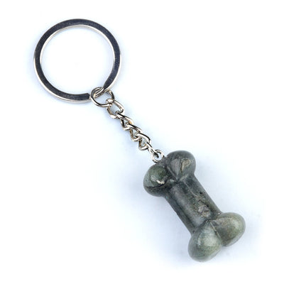 Olivenorma Vibrant Color Natural Crystal Bone Shaped Keychain - Labradorite - image 6