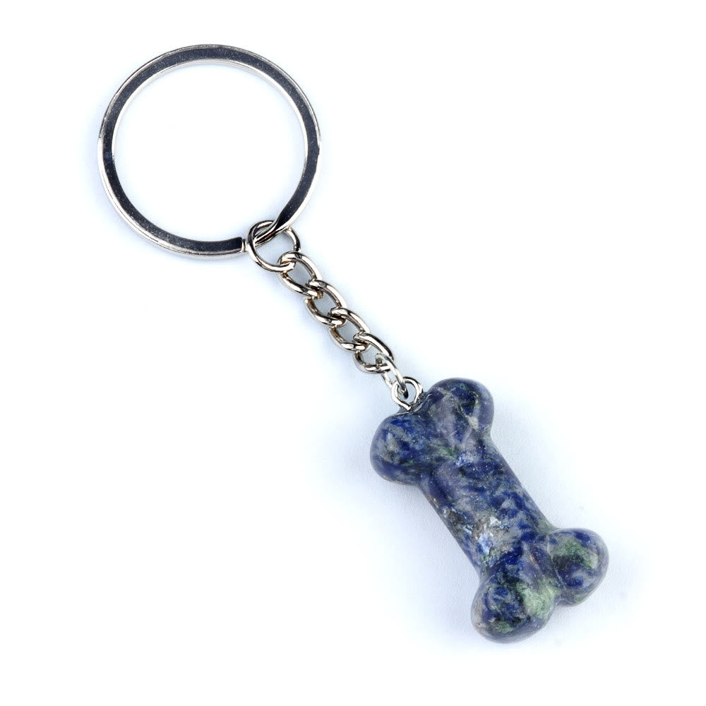 Olivenorma Vibrant Color Natural Crystal Bone Shaped Keychain - Blue Spot - image 4